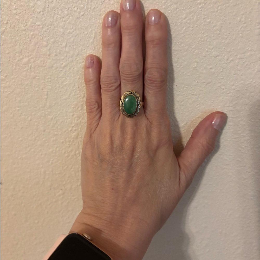 Elegant Gold and Green turquoise vintage Women's Ring